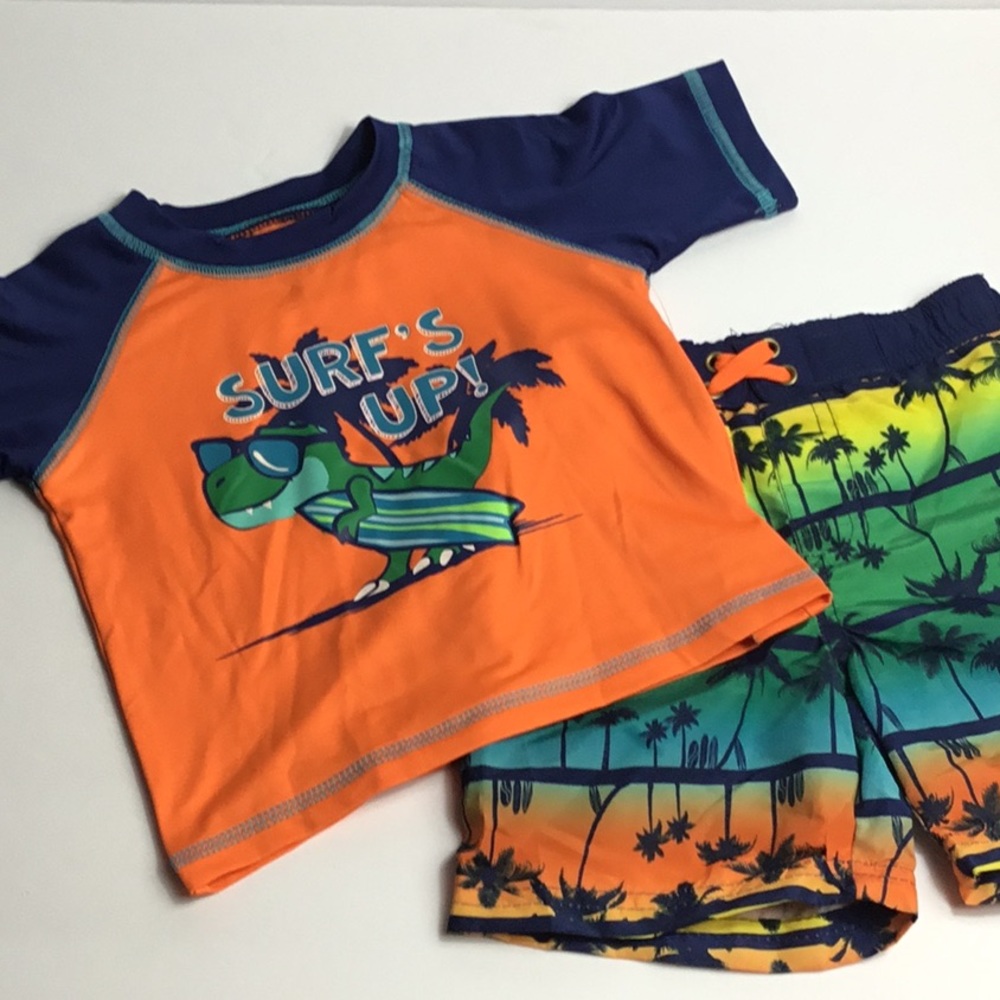 Swiggles Boys Two Pierce Swimsuit Shirt and Trunks